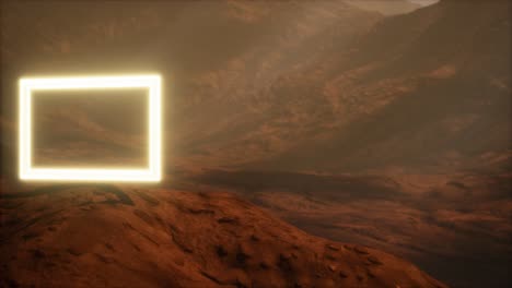 Portal-De-Neón-En-La-Superficie-Del-Planeta-Marte-Con-Polvo-Que-Sopla